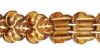 Czech Glass 13mm 2-Hole Maple Leaf Beads:Gold Inlay Topaz [25]