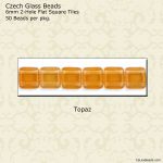 CzechMate 2-Hole Tile Beads 6mm:Topaz, Transparent [50]