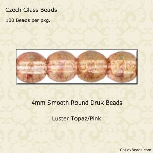 Druk Beads:4mm Topaz/Pink, Luster [100]
