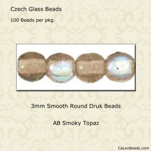 Druk Beads:3mm Smoky Topaz, AB [100]