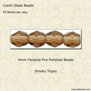 Fire Polished Beads:4mm Smoky Topaz [50]