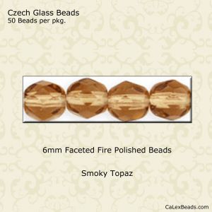 Fire Polished Beads:6mm Smoky Topaz [50]