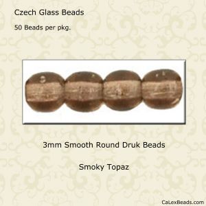 Druk Beads:3mm Smoky Topaz [100]