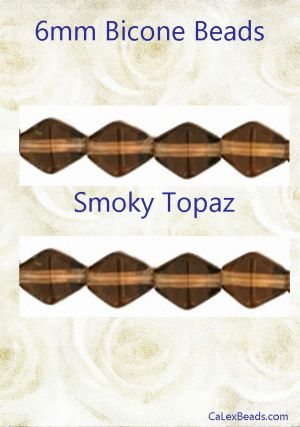Bicone Beads, 6mm:Smoky Topaz [50]