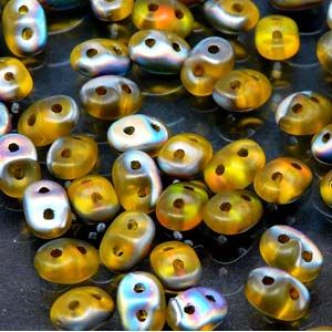 SuperDuo Beads, 2.5x5mm Amber Vitrial Matte [10g]