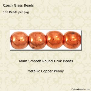 Druk Beads:4mm Copper Penny, Metallic [100]