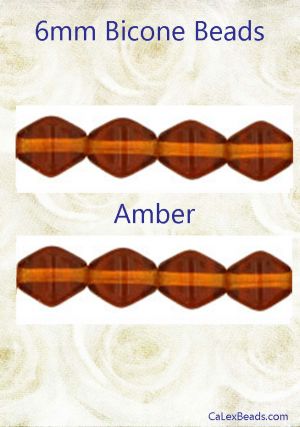 Bicone Beads, 6mm:Amber [50]