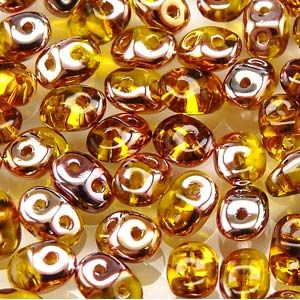 SuperDuo Beads 2.5x5mm 2-Hole:Amber, Apollo Gold [10g]