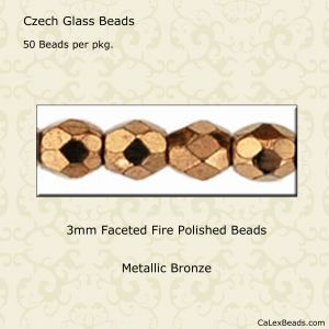 Czech Fire Polished Glass Beads 3mm Round 'Matte Apollo Jet' 50