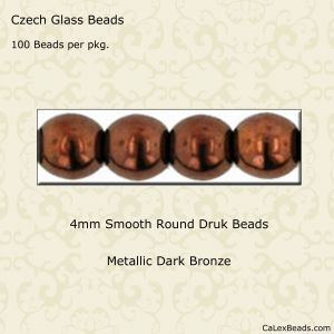 Druk Beads:4mm Dark Bronze, Metallic [100]