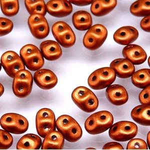 SuperDuo Beads, 2.5x5mm Red Fire Crystal Bronze [10g]
