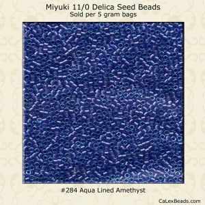 Delica 11/0:0284 Amethyst, Aqua Lined [5g]