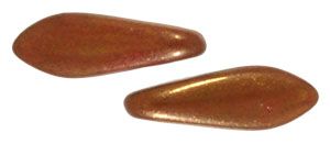 Dagger Beads 5x16mm 2-Hole:Red, Bronze Iris Luster [50]