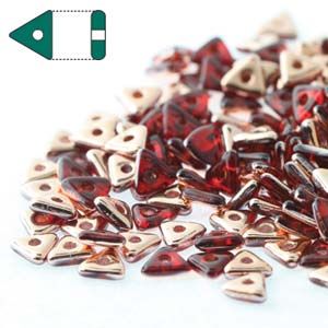 Czech Glass 4.6x3.1mm Tri Beads:Red Apollo Gold [10g]