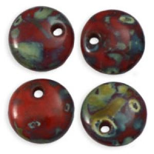 Czech Glass 6mm Lentil Beads:Opaque Red Picasso [50]