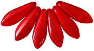 Czech Glass 5x16mm Dagger Beads:Opaque Red [50]