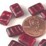 Rectangle Bead:8x12mm Red/Black [10]