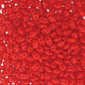 SuperDuo Beads, 2.5x5mm Coral Red Opaque [10g]