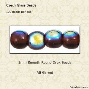 Druk Beads:3mm Garnet, AB [100]