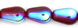 Czech Glass 9x6mm Teardrop Beads:AB Garnet [25]
