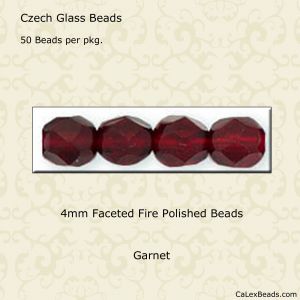 Fire Polished Beads:4mm Garnet [50]