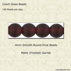 Druk Beads:4mm Garnet, Matte [100]