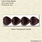 Heart Beads 10mm:Garnet, Transparent [25]