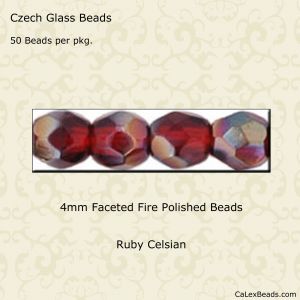Fire Polished Beads:4mm Ruby, Celsian [50]