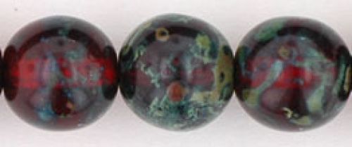 Druk Beads, 8mm:Ruby Picasso [25]