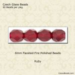 Fire Polished Beads:6mm Ruby [50]