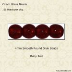 Druk Beads:4mm Ruby Red [100]