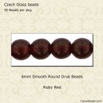 Druk Beads:6mm Ruby Red [50]