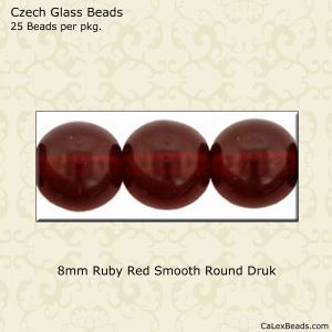 Druk Beads:8mm Ruby [25]