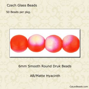 Druk Beads:6mm Hyacinth, AB/Matte [50]
