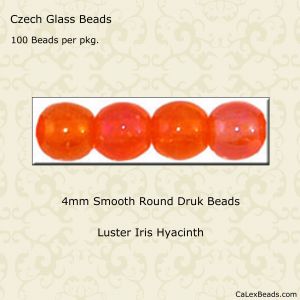 Druk Beads:4mm Hyacinth, Iris Luster [100]