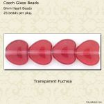 Heart Beads 8mm:Fuchsia, Transparent [25]