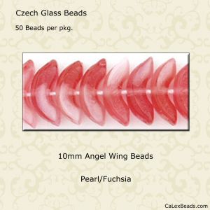 Angel Wing Beads:10mm Pearl/Fuchsia [50]