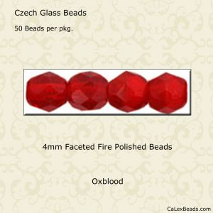 Fire Polished Beads:4mm Oxblood [50]