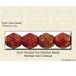 Fire Polished Beads:6mm Oxblood, Marbled Gold [50]