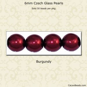Pearl Beads 6mm:Burgundy [50]