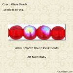 Druk Beads:4mm Siam Ruby, AB [100]