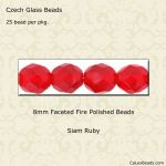 Fire Polished Beads:8mm Siam Ruby [25]