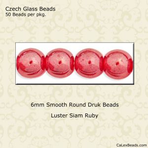 Druk Beads:6mm Siam Ruby, Luster [50]