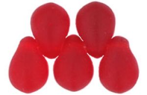 Czech Glass 6x4mm Teardrop Beads:Matte Siam Ruby [100]