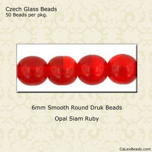 Druk Beads:6mm Siam Ruby, Opal [50]