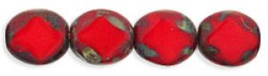CLOSE OUT:9x8mm Opaque Red Picasso Polished Diamond Beads [20]