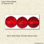 Druk Beads:8mm Siam Ruby
