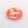 Cabochon, Resin Cameo:25x18mm Oval Pink Horse & Foal [ea]