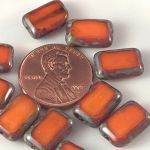 Rectangle Bead:8x12mm Orange, Opal Picasso [10]
