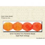 Fire Polished Beads:6mm Orange, Opal Multi [50]